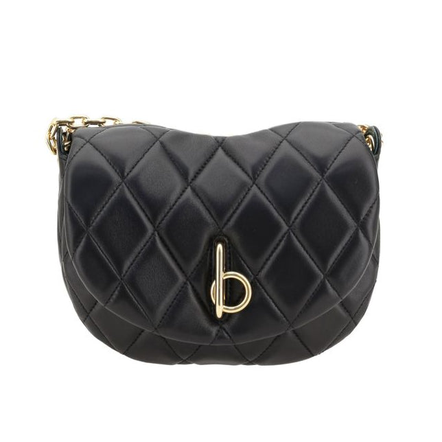 Burberry Quilted Rocking Horse Black Lambskin Leather Shoulder Bag