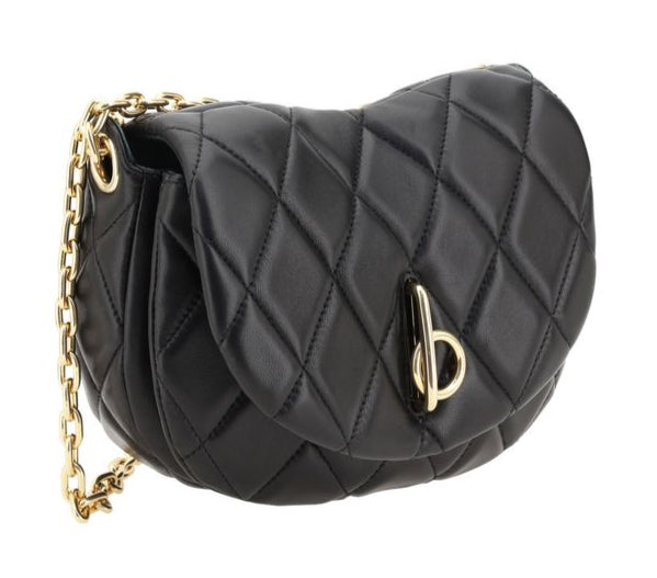 Burberry Quilted Rocking Horse Black Lambskin Leather Shoulder Bag
