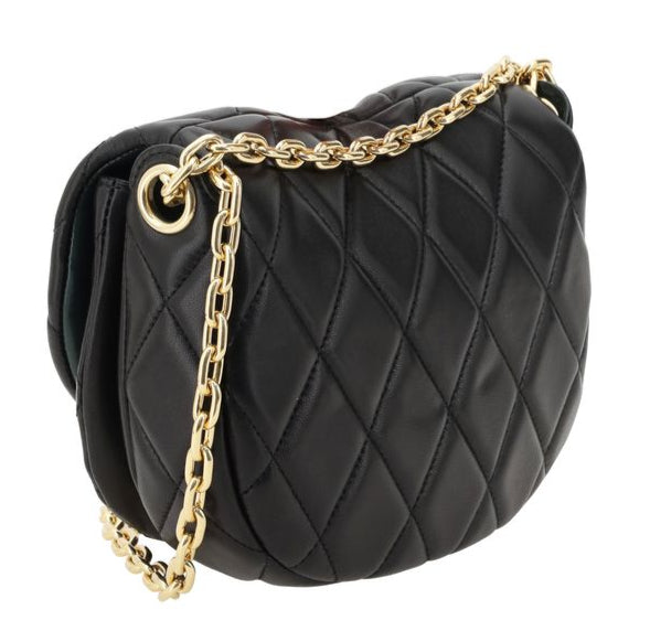 Burberry Quilted Rocking Horse Black Lambskin Leather Shoulder Bag
