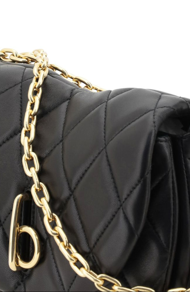 Burberry Quilted Rocking Horse Black Lambskin Leather Shoulder Bag