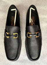 Salvatore Ferragamo Black Gancini Men Leather Loafers Shoes EU 41.5 US 7.5 EEE