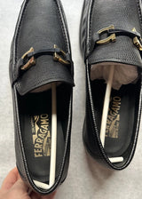 Salvatore Ferragamo Black Gancini Men Leather Loafers Shoes EU 41.5 US 7.5 EEE