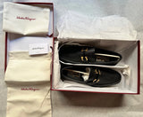 Salvatore Ferragamo Black Gancini Men Leather Loafers Shoes EU 41.5 US 7.5 EEE