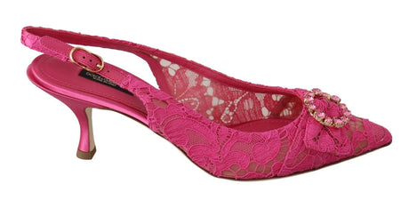 Dolce & Gabbana Taormina Crystal Lace Pink Slingback Heels EU 38 / US 8