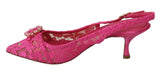 Dolce & Gabbana Taormina Crystal Lace Pink Slingback Heels EU 38 / US 8